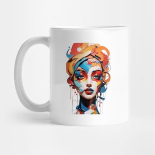 Playful Abstract Face Art: Burst of Colorful Whimsy Mug